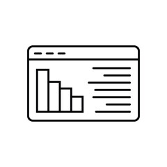 Website with report and diagram thin line icon. Online business report symbol, outline style pictogram on white background. Marketing analytics sign for mobile concept and web design. Vector.