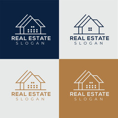 Simple Minimal Line art Modern real estate home logo design