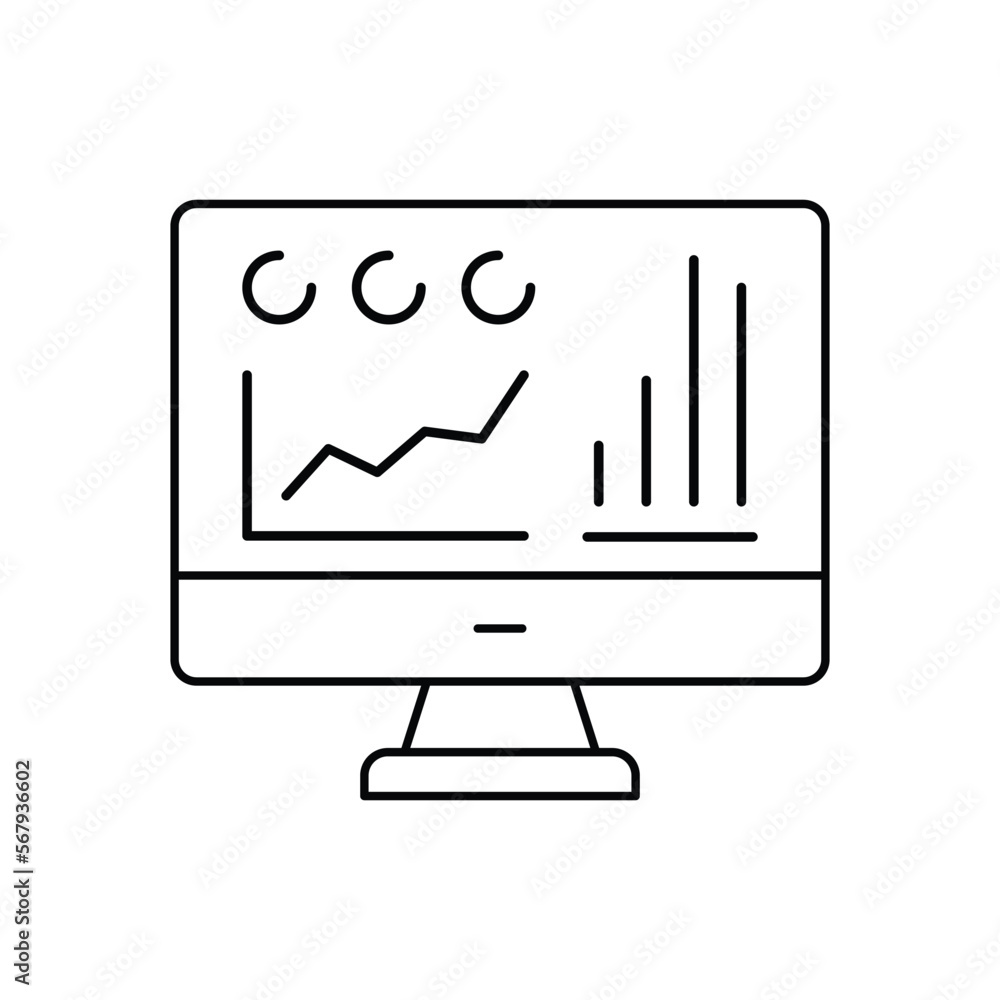 Poster security computer lock icon logo design elementwebonline statistics and analytics line icon. compute