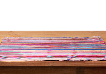 Empty table top with a tablecloth