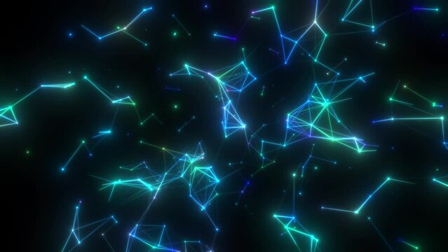 In total darkness, individual neurons flash, connect to each other, fill the screen and disappear. 4K.