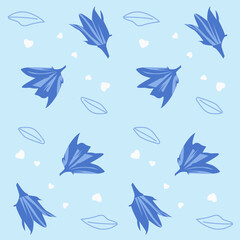 Blue Decorative Floral Vector Pattern Art Background
