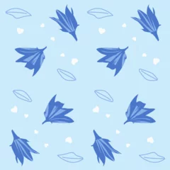 Keuken foto achterwand Vlinders Blue Decorative Floral Vector Pattern Art Background