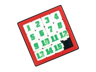 sliding 15 numbers puzzle game isolated on transparent, children toy for learning