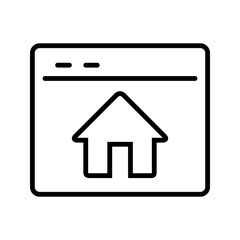 outline SEO website home page vector icon illustration