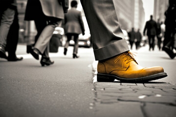 Pacing the City Streets: The Busy Rhythm of Feet Walking (AI Generated)