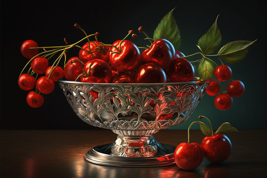 Beautiful bowl of fruit created by generative Ai