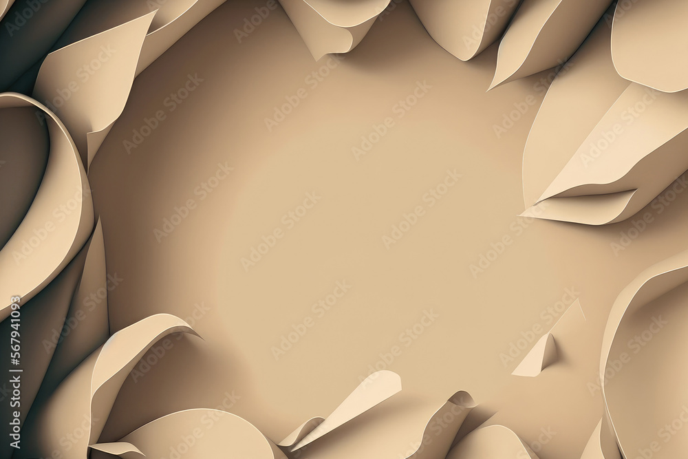 Poster background for a copy space gray beige craft paper that has been wet and crumpled. generative ai