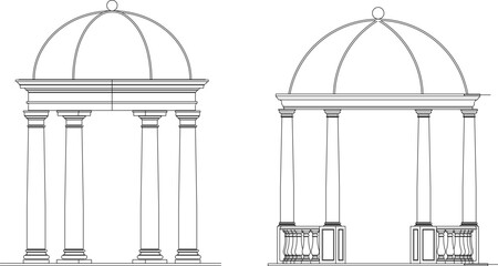 Small temple gazebo illustration vector sketch