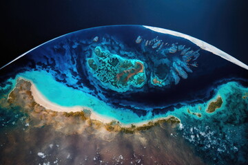 Aerial view of colorful Earth, blue planet from space, nice ocean, Made by AI,Artificial intelligence