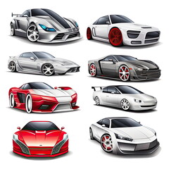 Collection set of car on white background, Made by AI,Artificial intelligence