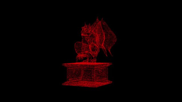 Gargoyle Monster 3D Wireframe Hologram in Motion. Nice 3D Rendering.