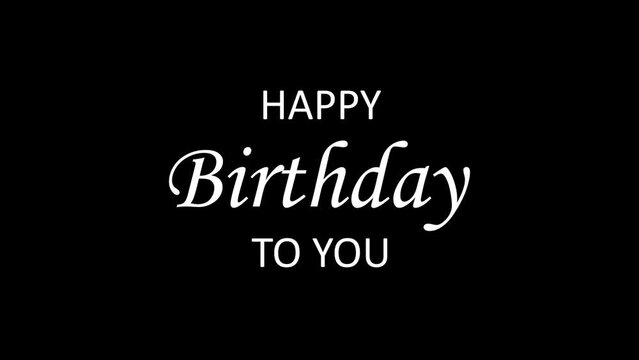 Happy birthday transparent video. Celebration 4k animated video. Happy birthday text animation. Holiday. Birth date. Best wishes