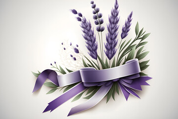 Lavender Ribbon. Vector illustration, copy space