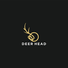 Deer head line art logo vector icon design template