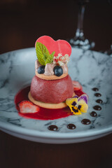 Background photos of a Valentine's dinner at a restaurant table.