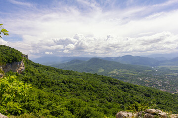 Obraz premium Summer, mountainous terrain, hiking trails running through the park, a place for walking and recreation.