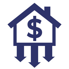 house prices decline icon on white