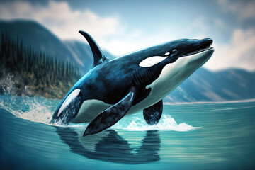 Fototapeta premium Orcinus orca, a killer whale. Generative AI