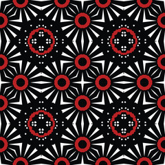 White red and Black abstract geometric seamless pattern