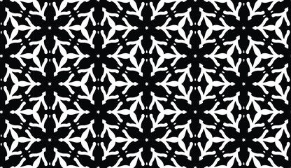 Black and white abstract floral seamless pattern