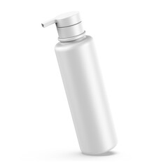 White plastic bottle with pump mockup for branding. 3d render illustration