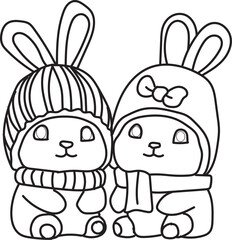 easter bunny outline for coloring page for kids 