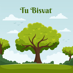 Tu Bishvat Background with Tree