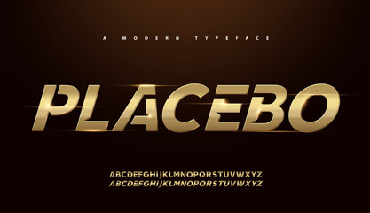 Sport Modern Alphabet Gold Font. Typography 3D urban style