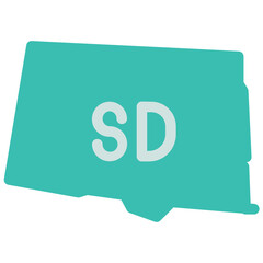 South Dakota Map Flat Icon