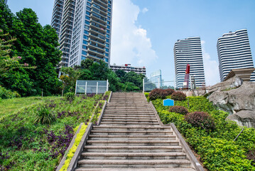 Fototapeta na wymiar Hillside trail steps in Chongqing, China