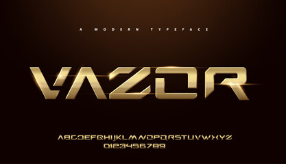 Sport Modern Alphabet Gold Font. Typography 3D urban style
