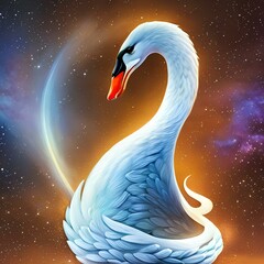 A surreal swan with a neck made of the Milky Way3, Generative AI