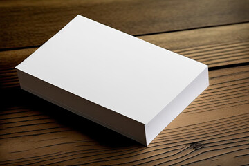 Fototapeta premium Mockup of blank business cards on a wooden surface. Generative AI