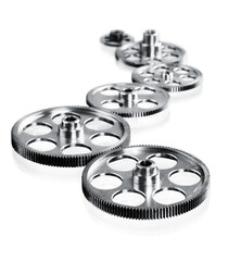 Closeup of metal bearings  on background