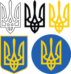 Ukraine coat of arms on white background. Ukrainian trident sign. Ukrainian symbols. Arms coat emblem. flag style. - obrazy, fototapety, plakaty