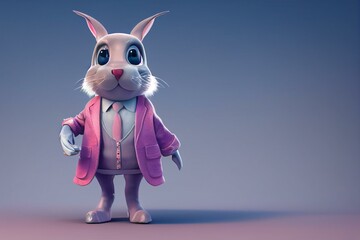 Fototapeta na wymiar cute cartoon hare with pink pants. Generative AI