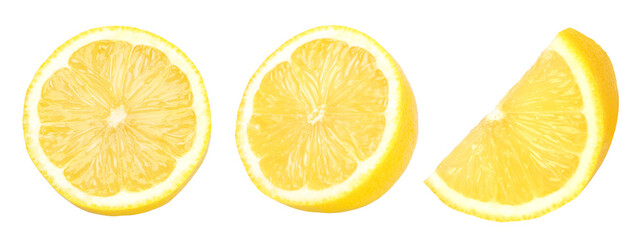 slice lemon and half isolated, Fresh and Juicy Lemon, transparent png, cut out