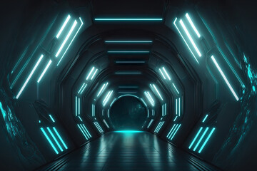 luminous futuristic sci fi tunnel. Generative AI