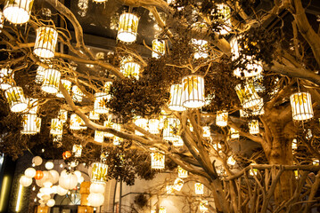 romantic lantern night scene background material