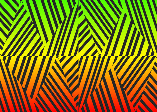 Abstract background with gradient color mosaic stripes pattern and with Rastafari color theme