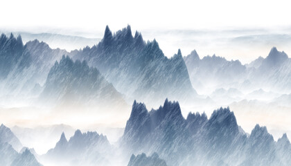 mountains in the morning fog
