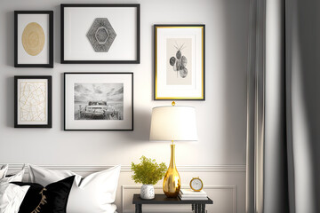 View of picture frames including interior design and home decor. Generative AI