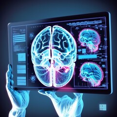 Medical and healthcare, Diagnosed by a doctor and robotics research The human brain scans. Recording and reporting using a modern virtual interface, Alzheimer's and Parkinson's disease,generative ai