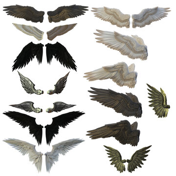 3d render set of wings