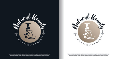 letter logo l with nature beauty concept design premium vector
