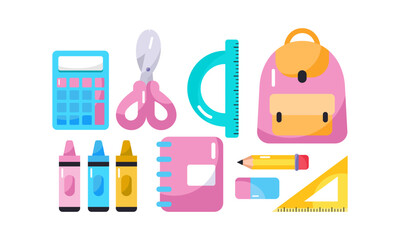Set of Stationery and School Equipments
