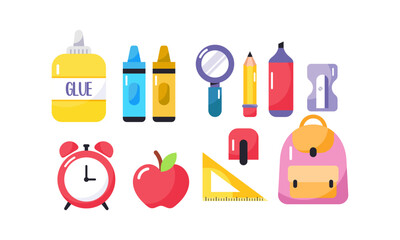 Set of Stationery and School Equipments
