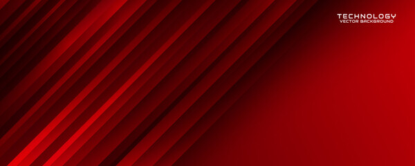 3D red techno abstract background overlap layer on dark space with cutout effect decoration. Graphic design element slash style concept for banner, flyer, card, brochure cover, or landing page