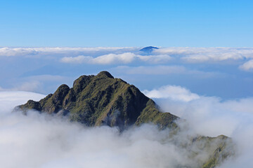 Top of Fansipan mountain in Sapa Hoang Lien Son mountain range, Lao Cai Province, Vietnam.